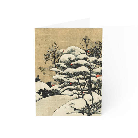 Snowy Japanese Village Greeting Card