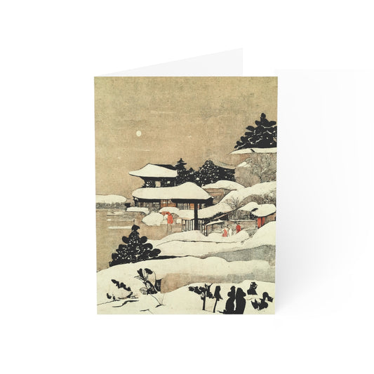 Serene Japanese Village Holiday Greeting Card