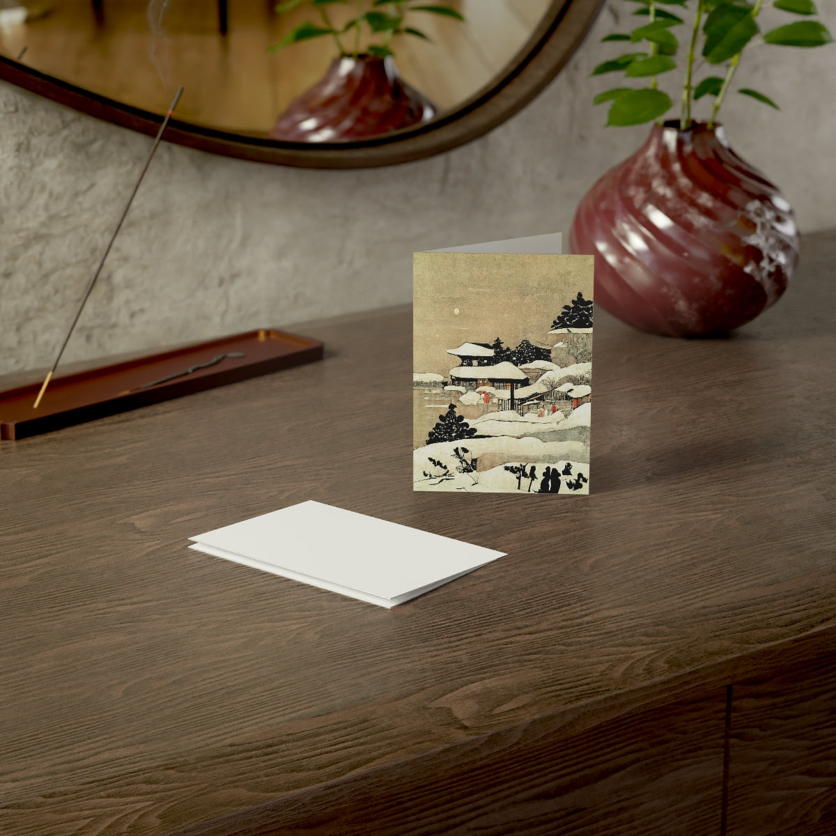 Serene Japanese Village Holiday Greeting Card